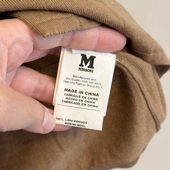 Missoni Button Up Blouse 40 US S/M Brown Merino Wool Tie Neck Formal Office NWT - Picture 5 of 9